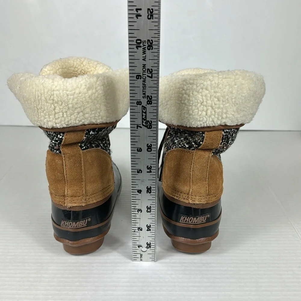 Khombu Women's 7M Duck Winter Boot Brown Tweed Jenna Lace‎ Up